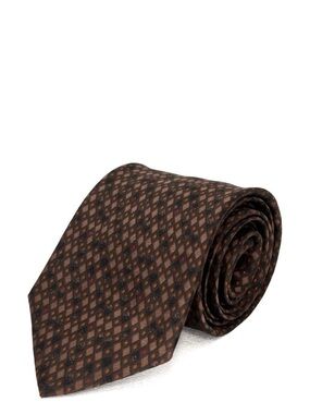 Frangi Men’s Necktie Brown 100% Silk Made in Italy Diamond Pattern Black Red Tie